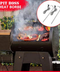 Pellet grill with meat cooking, showing Two Pack Temp Meat Probe Replacements For Pellet Grills And Smokers For Your Grill Squad.