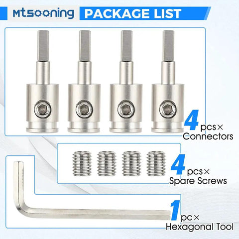 4 Gauge To 8 Gauge Amplifier Input Reducer 4 Pack For Car Audio System Upgrade, brass nickel-plated connectors and hex tool package