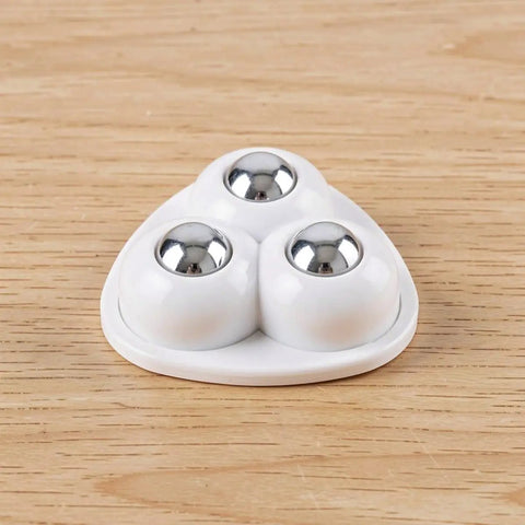 12pcs Adhesive Furniture Casters 360 Degree Swivel Wheels close-up view of three mini caster wheels in white plastic base.