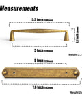 Measurements of Antique Brass Zinc Alloy Cabinet Handle With Backplate 5 Inch Center To Center 128mm Hole Cabinet Pull