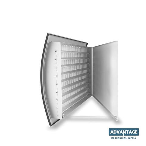 Made to Order Direct to Duct Curved Air Vent Grille for 10 Inch Ducts 12x6 Matte Black Steel Vent Cover, angled view