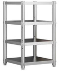 Heavy Duty Stainless Steel Shelving Rack Slick Slim Multi Tier Storage Organizer For Kitchen Garage Or Home Office, four-tier design.
