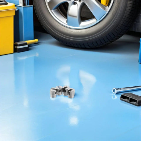 Go To Dent Removal Kit for Auto Body and Sheet Metal, 4-Piece Set with Replacement Heads and Portable Iron Construction, Fast Auto Dent Repair Tools for Home Workshops and Professional Shops. 4-piece dent puller heads on auto body panel in workshop