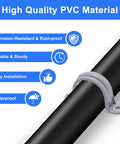 High quality one inch PVC material conduit clamp securely holding a black pipe, showcasing durability and easy installation features.