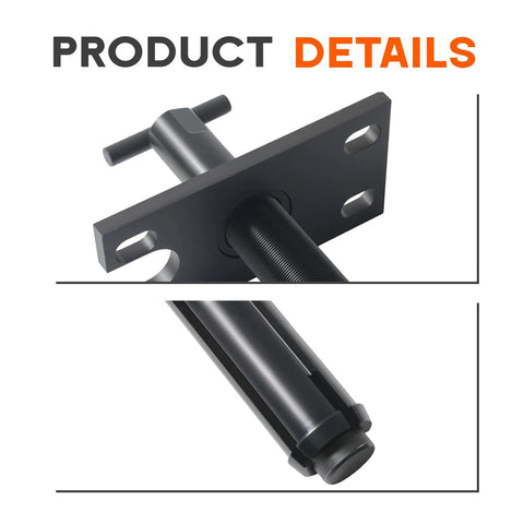 Gimbal bearing puller/installer tool, front and side view, carbon steel with mounting plate