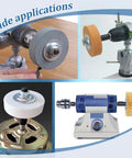 Two Pack Shaft Arbor Extender Kit For Bench Grinders Heavy Duty Steel Spindle Adapters mounted on various polishing tools