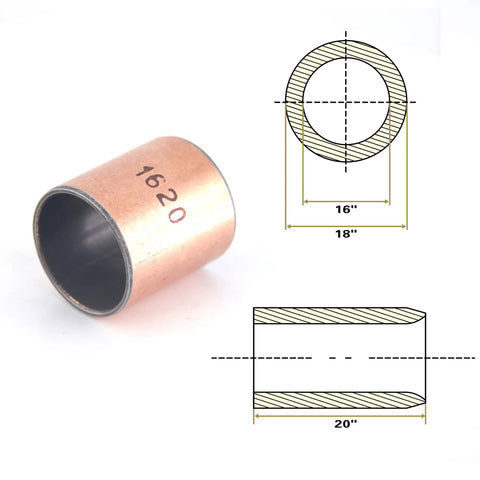 Oilless Bronze Sleeve Bearing 16x18x20mm 4 Pack Heavy Duty With Carbon Steel Base Bronze Sintered Core And PTFE Composite For Low Friction High Wear Resistance And Efficient Heat Transfer, shown with size diagram