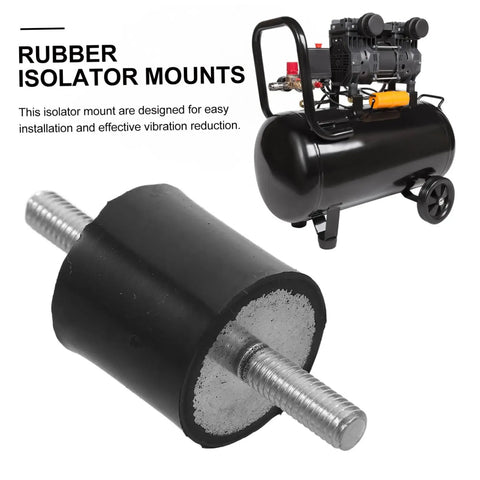 4 Pack Rubber Vibration Isolator Mounts With M6 x 19mm Studs 25x25mm Pads For Fitness Equipment And Home Appliances, Quiet Shock Absorbers That Cut Vibration And Noise, Heavy Duty Vibration Isolation Like A Boss. Rubber isolator mount with M6 stud for air compressor