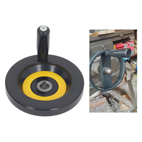 Table Saw Handwheel With Revolving Handle 14mm center hole, 125mm outer diameter, ergonomic design for machine tools.