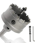 Heavy Duty 2 3/8 Inch Carbide Tipped Hole Saw Drill Bit featuring industrial TCT cemented teeth and hex key for quick attachment.