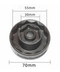 Heavy Duty Motorcycle Wheel Socket And Auto Repair Wrench 30mm To 55mm Adjustable dark metal tool showing size dimensions.