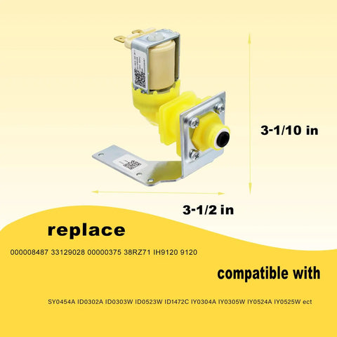 Model 000009120 Ice Machine Water Inlet Valve 120V 60Hz 5W heavy duty replacement with metal bracket and hose connector