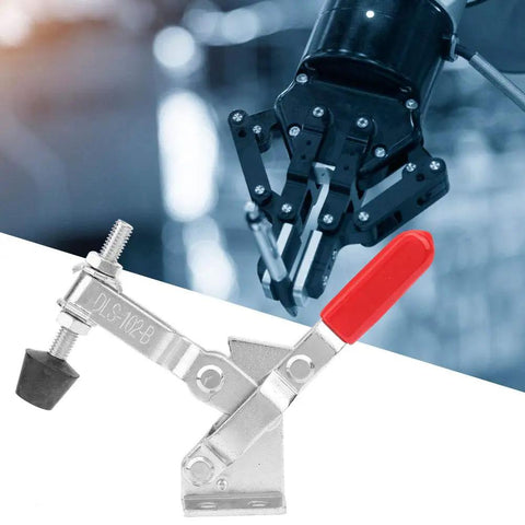 Vertical Toggle Clamp 100Kg Pull Force With Ergonomic Handle 70mm Length 45 Carbon Steel Construction Rock Solid Quick Operation Holding Clamp For Machining Assembly And Industrial Testing, silver vertical toggle clamp with red handle