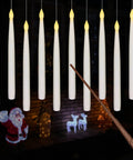Floating LED Taper Candle Set 10.8 Inches With Remote Wand Flameless Battery Operated Window Candles For Halloween And Christmas Decor Lit