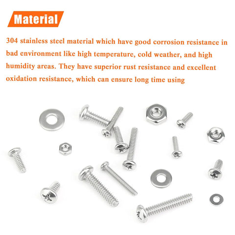 Heavy Duty Pro Grade 560 Piece Phillips Pan Head Machine Screw And Hex Nut Washer Assortment Kit built with durable 304 stainless steel screws and washers.