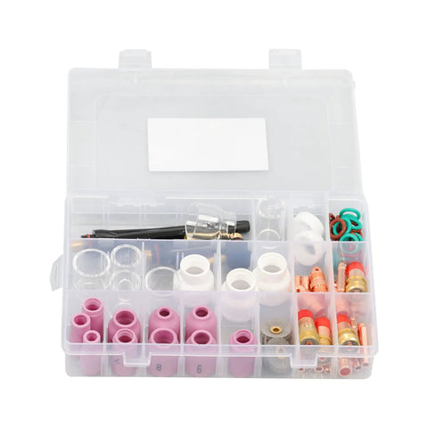 90 Piece TIG Welding Torch Repair Kit With Stubby Gas Lens And Alumina Nozzles Glass Cups for WP17 WP18 WP26 in box