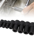 Get That 8-Piece Tap Socket Set Just Right For 1/4 And 3/8 Inch Drive Adapter Tools With Storage Rack To Fix Threads Like A Boss On Hard To Reach Spots Perfect Alloy Kit. 8-piece alloy tap socket set in storage rack, used with ratchet for thread repair