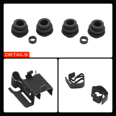 Must Haves Front Disc Brake Hardware Kit For Toyota RAV4 Corolla Prius Matrix Yaris I'm Getting My Car Fixed With This Solid Set Ready To Roll In Style And Stop Like A Champ. black brake clips and rubber boots, 8-piece set