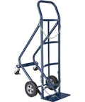 Tilt Back Cylinder Hand Truck With Curved Handle Built For Heavy Lifting And Tough Jobs, 800 Pound Capacity, 47 Inch Tall, steel frame in blue