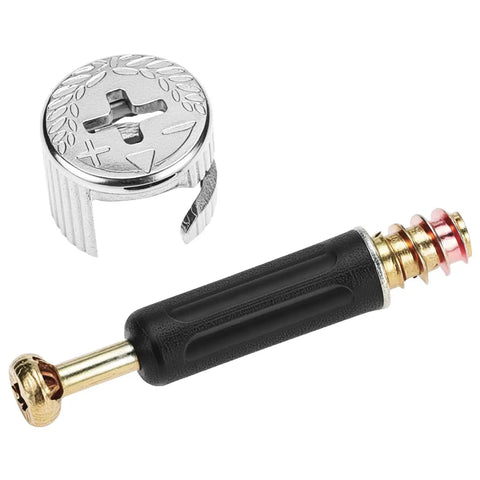 Top Shelf Eccentric Cabinet Connectors, 50 Pairs Of M6 X 40 Mm Zinc Alloy Screw In Dowels, No Sweat Assembly For 19 Mm Panels hardware parts.