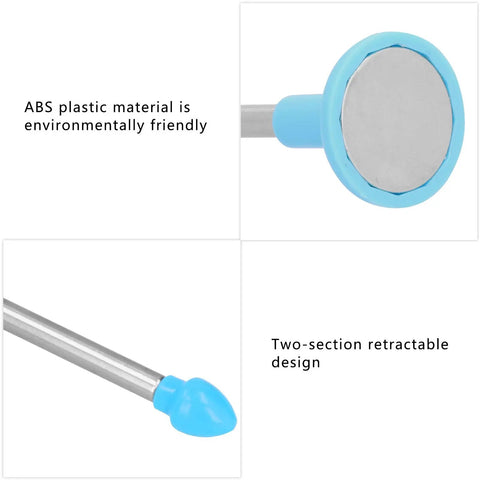 Close-up of blue magnetic base and telescoping design of Golf Alignment Rods Swing Trainer And Alignment Aid with telescoping sections.