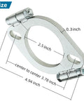 Heavy Duty 2.5 Inch Split Flange Repair Kit 2 Pack shows metal flange with measurements for exhaust pipe fitment.