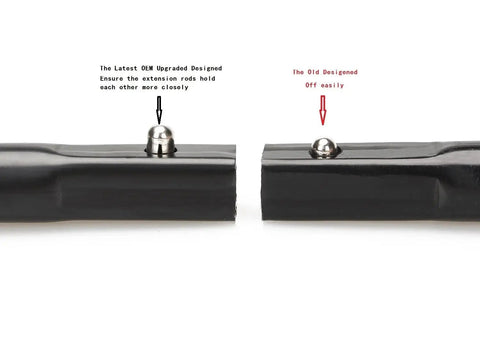 Close-up of two extension rods from All In One Spare Tire Tool Kit With Jack Handle And Lug Wrench, showing upgraded design.