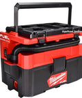 Heavy Duty 2.5 Gallon Cordless Wet And Dry Shop Vacuum Delivering 87 DB Whisper Quiet Runtime And Badass Suction For Fast Debris Clearing On Any Job Site in red and black with detachable hose.