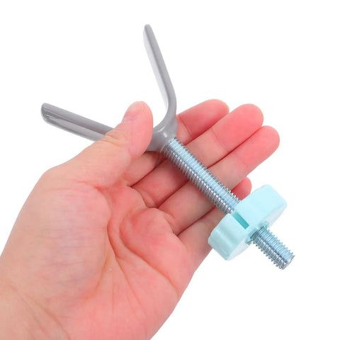 Gate Hardware Mount Kit With Threaded Screw Rods And Spindle Adapter For Staircase Safety Gates Easy Installation Sturdy ABS And Steel Construction Ideal For Baby Proofing And Pets In Doorways, gray ABS and steel pressure mount rod with adapter in hand