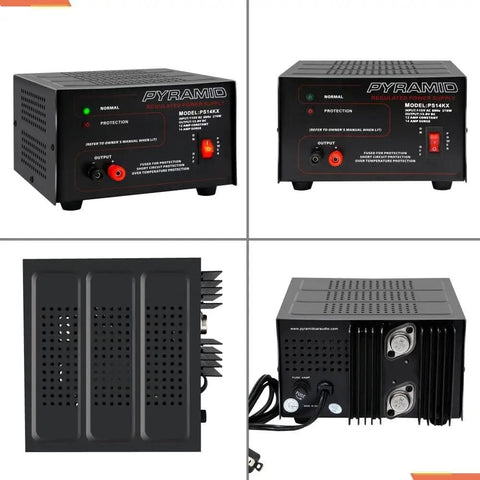 Front and side view of Beefy 12 Amp Linear Regulated Benchtop Power Supply with 12V DC output for home lab setup.