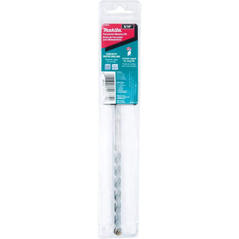 Carbide Tipped Percussion Masonry Hammer Drill Bit 5/16 x 6 in in retail packaging, showing carbide tip and flutes.