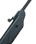 Close-up of the black stock and fiber optic sight on the Youth Break Barrel.177 Cal Pellet Gun Air Rifle With Spring-Piston Power.