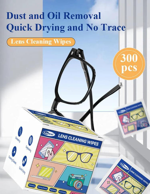 Lens cleaning wipes for glasses, 300 pcs, individually wrapped, Landen brand box