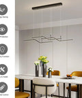 Dope Three Color Dimmable LED Pendant Light With Remote 45W Modern Chandelier in dining room over table with chairs