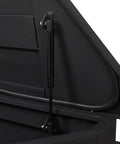 Heavy Duty Workhorse 46 Inch Trailer Tongue Tool Box Solid Steel Storage Chest interior view with shock arms for easy access.