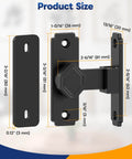 Built Tough Aluminum Pocket Door Lock With 90 Degree Flip Latch for barn doors showing dimensions and hardware pieces.
