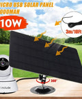 No Brainer 10W Solar Panel Charger Kit For Outdoor Cameras With Monocrystalline Silicon Cells IP67 Waterproof Adjustable Angle