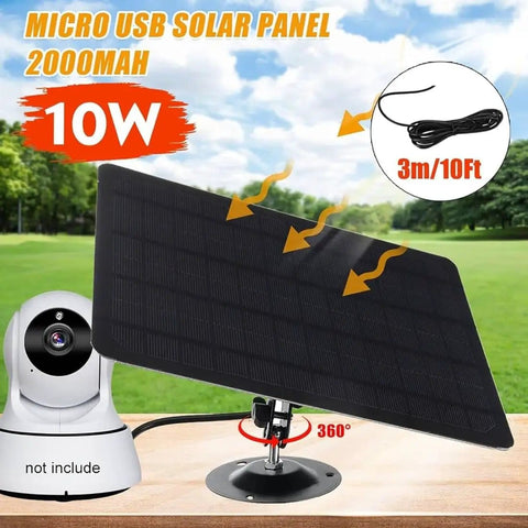 No Brainer 10W Solar Panel Charger Kit For Outdoor Cameras With Monocrystalline Silicon Cells IP67 Waterproof Adjustable Angle
