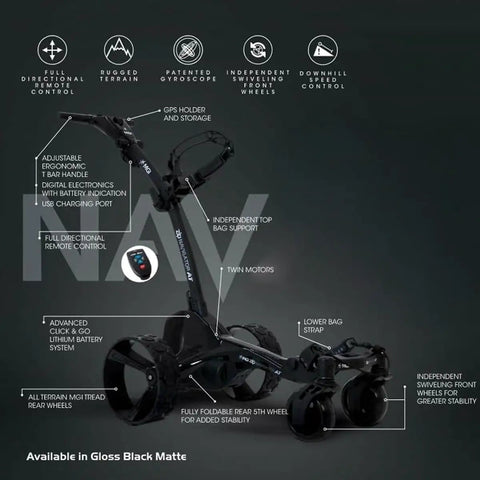 All Terrain Electric Golf Cart With Remote Control, Motorized Push Caddy built smooth with adjustable handle and features.