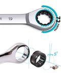 Nine Piece Spanner And Ratchet Wrench Set, Universal Socket Head Tools with chrome-vanadium material and easy grip design