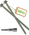Pack Of 50 14 X 10 Wood Structural Screws Green Coated Beefy Heavy Duty Hex Head Timber Log Landscaping Screws with hex socket