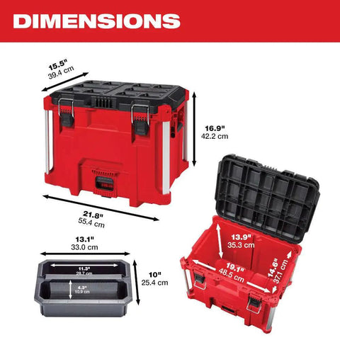 Dimensions of XL Heavy Duty Tool Box Organizer Tray made from impact resistant polymer 100 lb capacity rugged tool storage