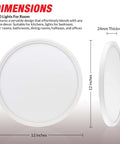 Two Pack LED Flush Mount Ceiling Light Fixtures 12 Inch Round Low Profile With Five Color Temperatures 2000 Lumen 120 Volt Bright White