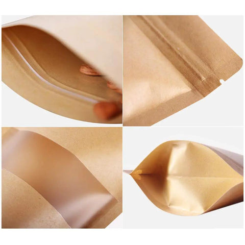 Grab And Go Mini Kraft Paper Bags With Resealable Zipper And Clear Window, 300 Count Stand Up Food Pouches For Snacks And Party Favorites, Sturdy Gusseted Construction With Waterproof Liner