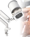 No Sweat Nail Dust Collector With Powerful 60W Vacuum Fan and Adjustable Suction, clamp-mounted for salon use.