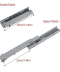 Heavy Duty Soft Close Drawer Slides 200 To 450mm Full Extension Bottom Mount 2 Section Guide Open and Closed View