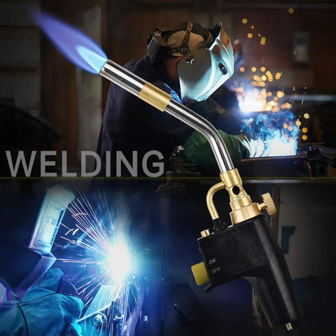 Propane Torch Head With Three Nozzles Trigger Start MAP Pro Gas Torch Push Button Igniter Welding Torch in use