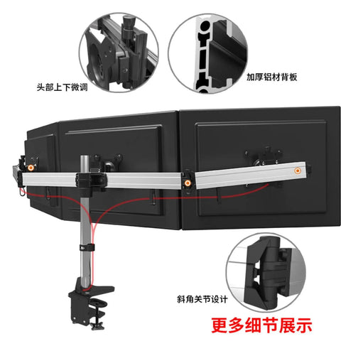 Heavy Duty Dual Monitor Desk Mount Featuring Fluid Mechanical Arms for two screens, showing steel construction and quick height adjustments.