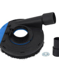 Badass Angle Grinder Dust Collecting Guard For 100Mm And 115Mm Small Grinders With Osha Compliant Triple Layer Concrete Filtering And Reinforced Abs Protective Shield Cover, showing black ABS dust guard with brush.