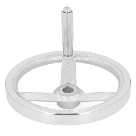 18mm Bore Lathe Hand Wheel With Chrome Finish, Cast Iron Round Handwheel For Milling And Grinding Setup, side view with handle